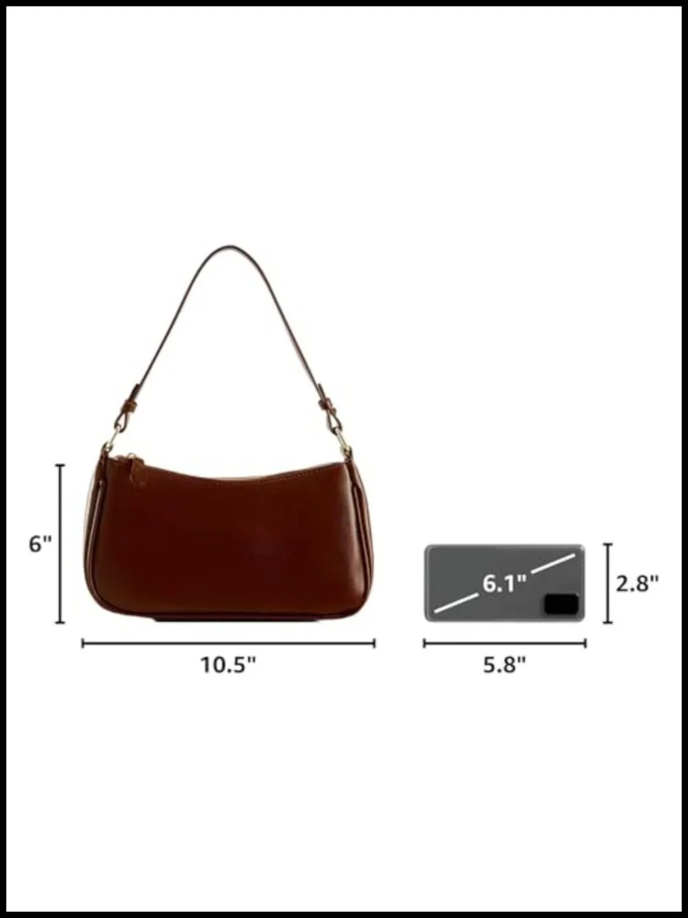 Vegan Leather Hobo Sling Tote Handbag with Removable Straps and Zipper Closure